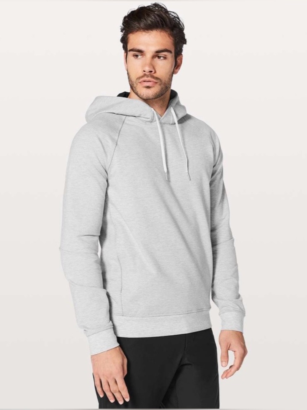 Lululemon City Sweat Pullover Hoodie Men's Large Light Gray Stretch Gym Pullover